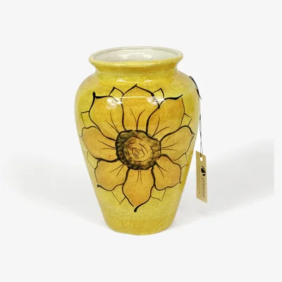 The Range Sunflower Hand Painted Ceramic Small Vase - Yellow
