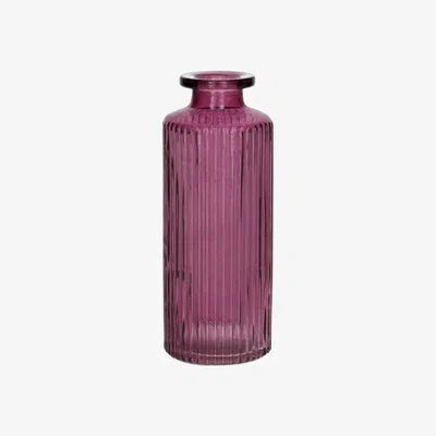The Range Glass Ribbed Slender Bottle Bud Vase - Aubergine