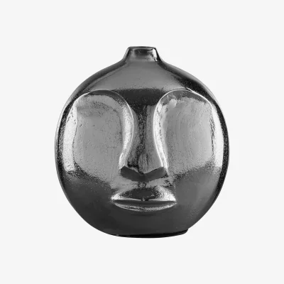 The Range Fabia Black Ribbed Vase - Aluminium 100%