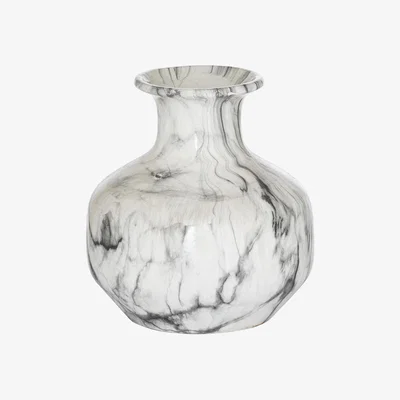 The Range Elegant Marble Squat Vase For Stylish Floral Displays - White