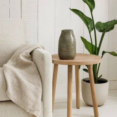 The Range Sagebloom Large Grey Crackle-Glazed Ceramic Short Bottle Vase by Wyld Haus - Grey