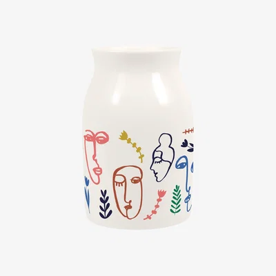 The Range Colourful Faces Small Porcelain Vase - Multicoloured