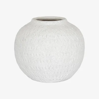 The Range Ash Grey Large Round Ceramic Vase for Abundant Bouquets - White
