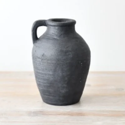 The Range Ellie Jug Vase With Handle - Black