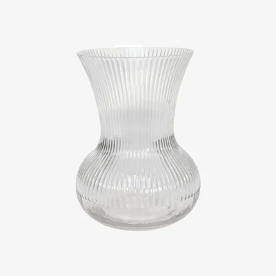 The Range Ribbed Hand Tie Glass Vase (19.5cm) - Clear