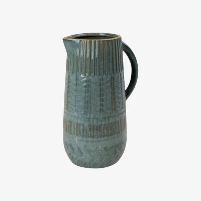 The Range Blue Ceramic Jug Rustic Decorative Vase 31.5cm - Blue
