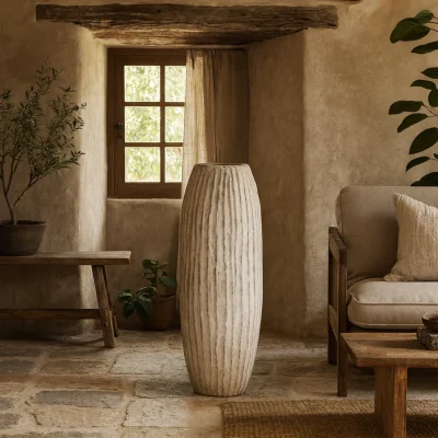 The Range Wildbloom Tall Ceramic Fin Vase - White