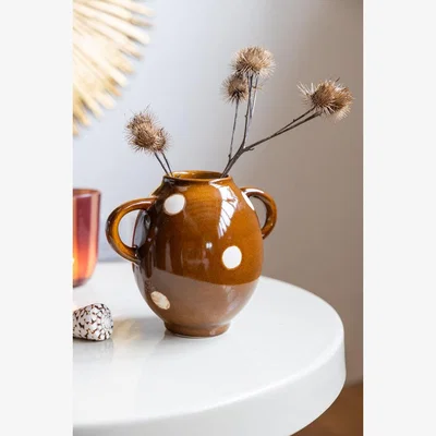 Rockett St George Brown & Ivory Dotted Display Vase
