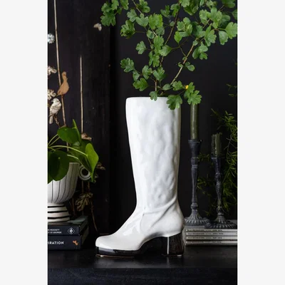 Rockett St George Fabulous White Boot Vase