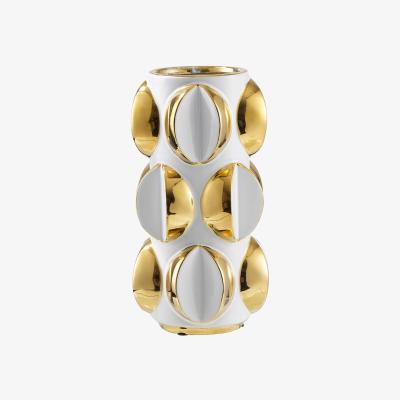 The Range Handmade White with Gold Decorative Ceramic Vase - White / 24cm