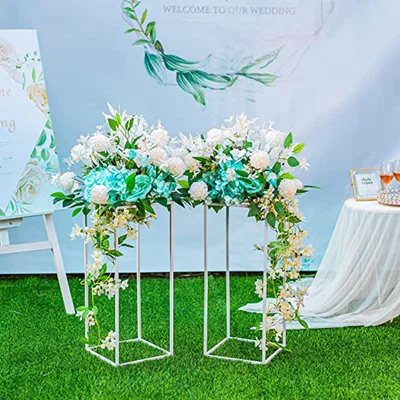 The Range Detachable Geometrical Flower Rack Iron Art Vase Stage Centerpiece - White