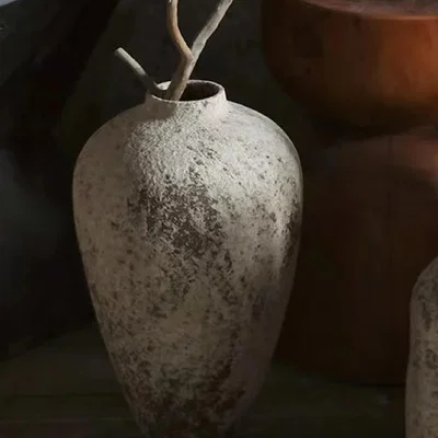 The Range Stoneware Textured Ceramic Vase - Grey