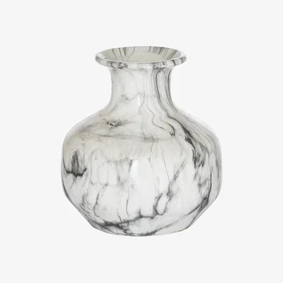 The Range Hill Interiors Marble Squat Vase - White/Grey