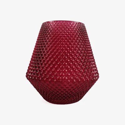 The Range Diamond Embossed Pink Glass Vase - Pink Diamond