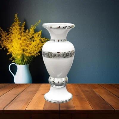 The Range Beautiful Zig Zag Ceramic Mosaic Vase White Crystal White - White