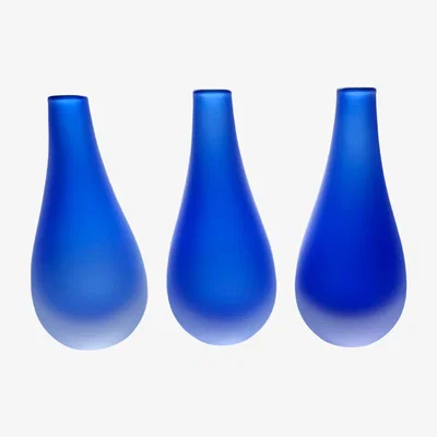 The Range Mouth Blown Coloured Glass Vase Set - Blue