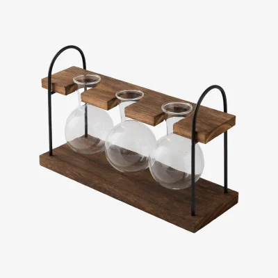 The Range Lifeideas Triple Bulb Hydroponic Vase with Stand - Brown