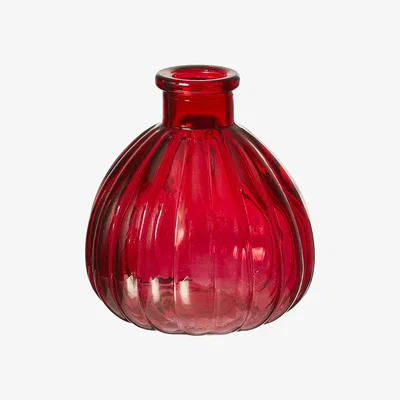 The Range Ribbed Round Vase - Red / 9cm