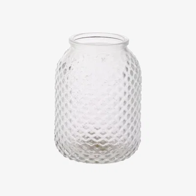 The Range Diamond Pattern Glass Jar Vase H12 cm - Clear