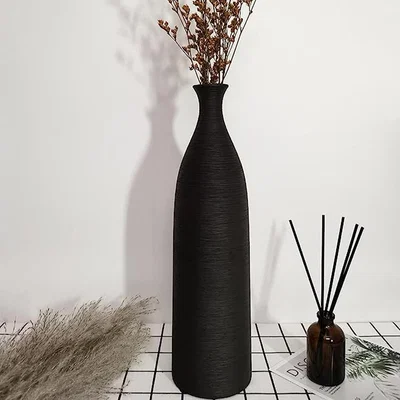 The Range Minimalistic Morandi Dry Flower Vase Brushed Ceramic Pot Table Ornament - Black