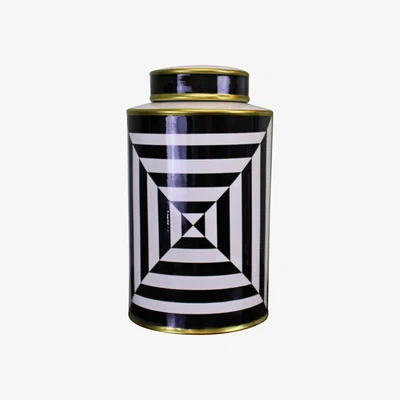 The Range Ceramic Lidded Vase, Geometric Design 29cm - Yellow