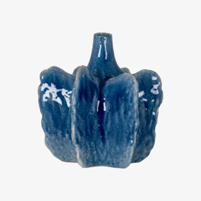 The Range Azura Medium Blue Statement Vase - Blue Ceramic Decorative Vase - Blue