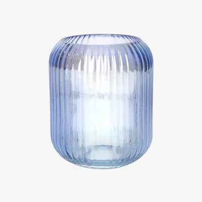 The Range Ribbed Pearlescent Glass Vase - Lavender
