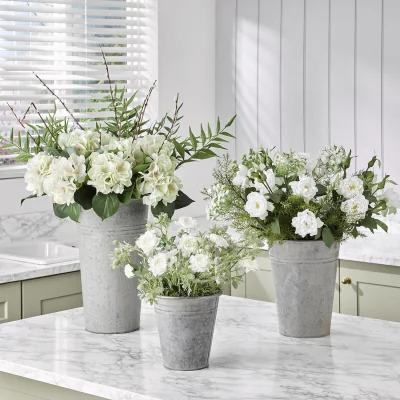 The Range Florists Bucket Vase - Silver / 23cm