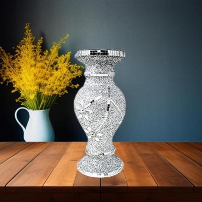 The Range Silver Vase Statue Sparkle Crushed Diamond Ornament Flower Pot - Silver