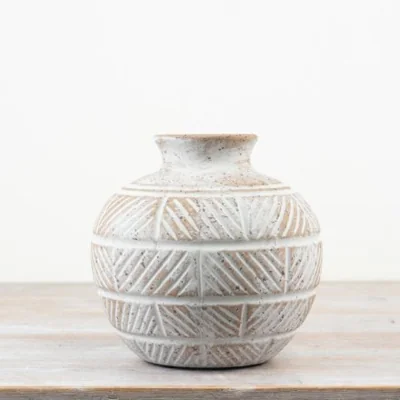 The Range Textured Vase Natural - Beige white / 15cm