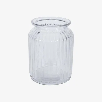 The Range Clear Ribbed Glass Vase 14.5cm - Clear