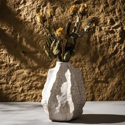 The Range Small Organic Ribbed Porcelain Glaze Vase - White