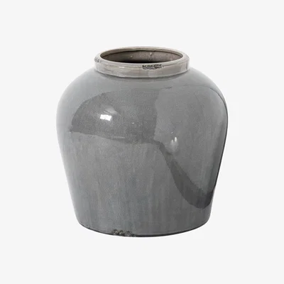 The Range Hill Interiors Ceramic Glazed Juniper Vase - Grey