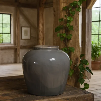 The Range Bloomwood Grey Glazed Ceramic Vase 370mm - Grey