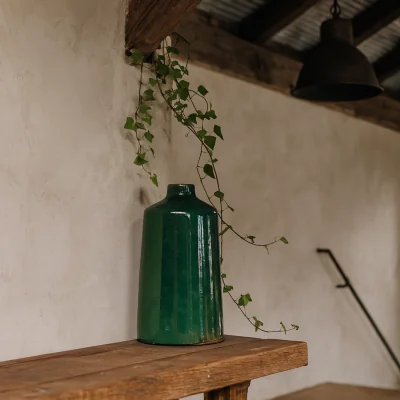 The Range Wyld Haus Bloomwood Emerald-Glazed Round Bottle Ceramic Vase - Green