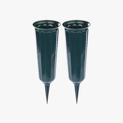 The Range Set of 2 Weather-Resistant Cemetery Vases - Green