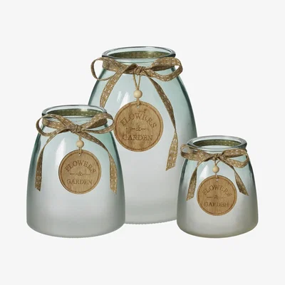 The Range Frosted Glass Jar Vase - Frosted Green / 11.5cm