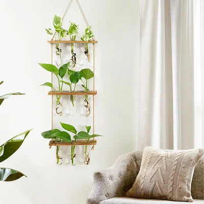 The Range 3-Tier Wall-mounted Glass Vases - Transparent+Brown