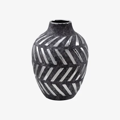 The Range Helaine Grey and Silver Small Vase - Grey