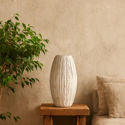 The Range Wildbloom Large Ceramic Fin Vase Matt - White