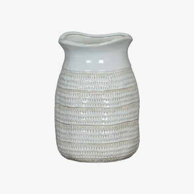 The Range Tava Medium Hewn Vase - Ceramic Decorative Vase - Grey Decorative - Grey