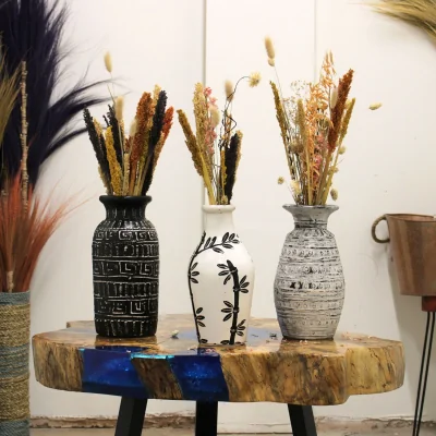 The Range Handcrafted Lombok Ceramic Greek Straight Vase - Chocolate