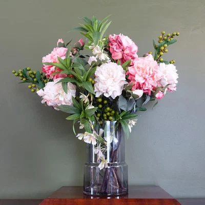 The Range Mixed Peonies Glass Vase - Mixed Peonies Glass Vase