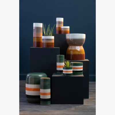 The Range Zamak Large Barrel Vase - Clay 100%