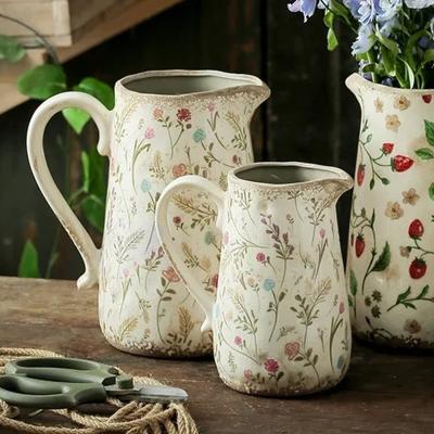 The Range Wild Flowers Ceramic Vase Jug With Handle - Multicolour / 17.8cm