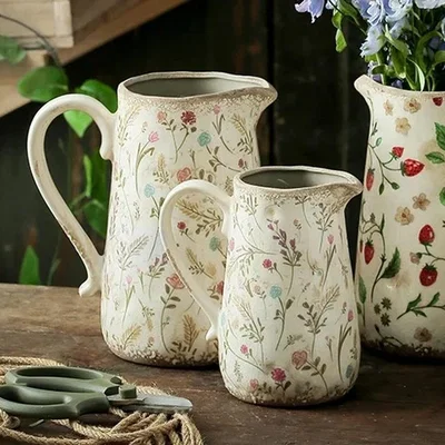The Range Wild Flowers Ceramic Vase Jug With Handle - Multicolour / 17.8cm