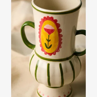 Rose & Grey Green Odina Stoneware Vase