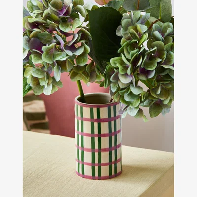 Rose & Grey Pink & Green Chequered Vase