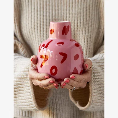 Rose & Grey Pink & Red Leopard Vase