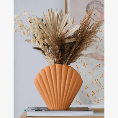 Rose & Grey HKliving Ceramic Shell Vase - Peach